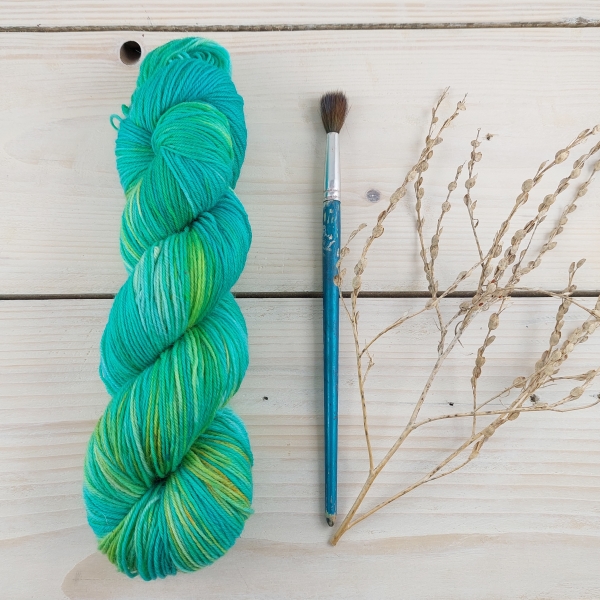 Knitting sock yarn hand dyed Woolento -Barbora - green turquoise