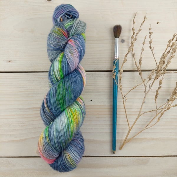 Knitting sock yarn hand dyed Woolento -Barbora - blue