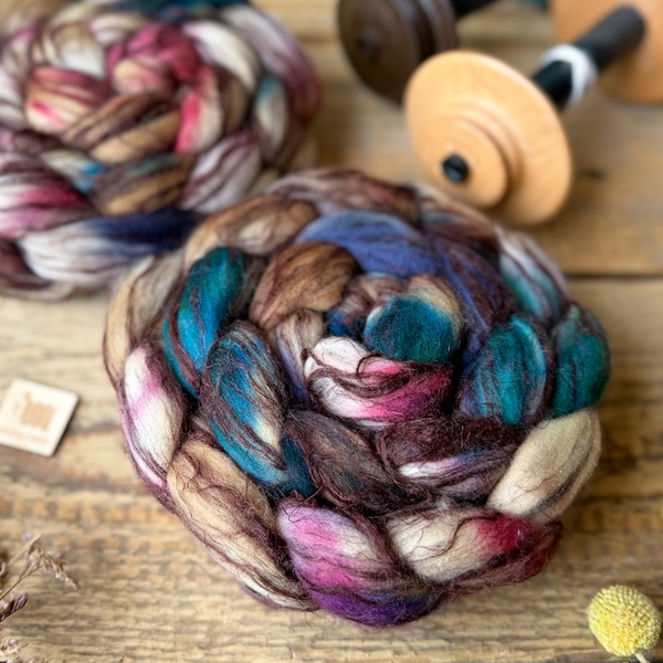 BEIGE MIX fibre roving merino with flax (linen)| Woolento