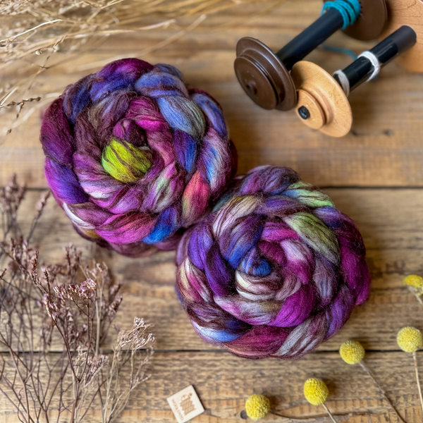COLOR MIX 2 fibre roving merino with flax (linen)| Woolento
