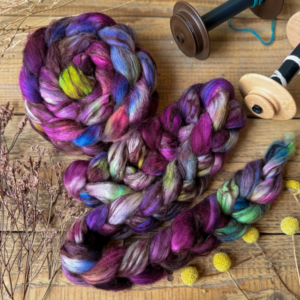 COLOR MIX 2 fibre roving merino with flax (linen)| Woolento