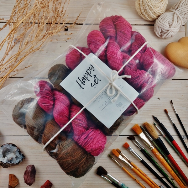 ELA - hand dyed knitting yarn set, Woolento