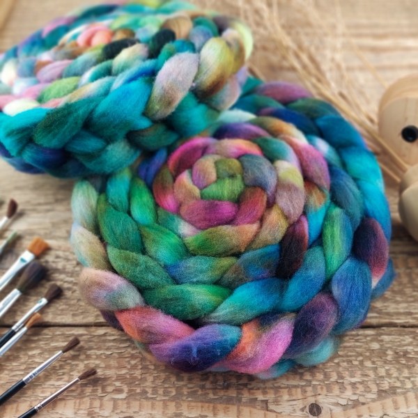 Woolento wool roving for spinning felting  Slovak merino hand dyed multicolor