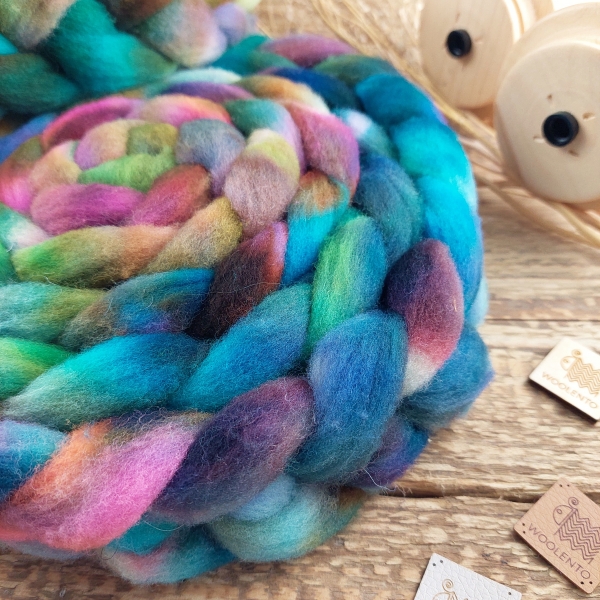 Woolento wool roving for spinning felting  Slovak merino hand dyed multicolor