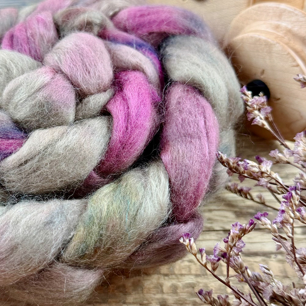Česanec merino a kid mohér HNEDÁ/ STARORUŽOVÁ | Woolento - kopie