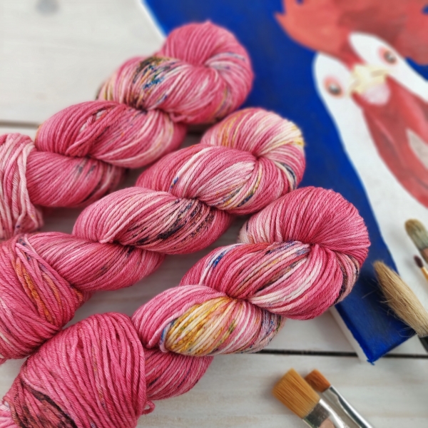 KAROL jemná ponožková merino vlna na pletení 8-ply ručně barvená Woolento červená