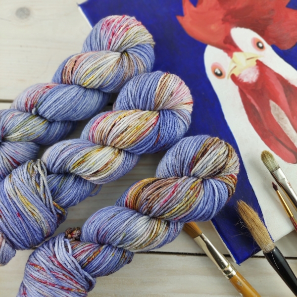 KAROL  jemná ponožková merino vlna na pletení 8-ply ručně barvená Woolento modrá
