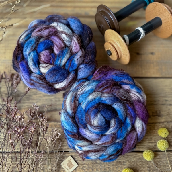 ALMOND MIX fibre roving merino with flax (linen)| Woolento - kopie