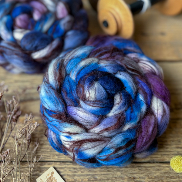 ALMOND MIX fibre roving merino with flax (linen)| Woolento - kopie