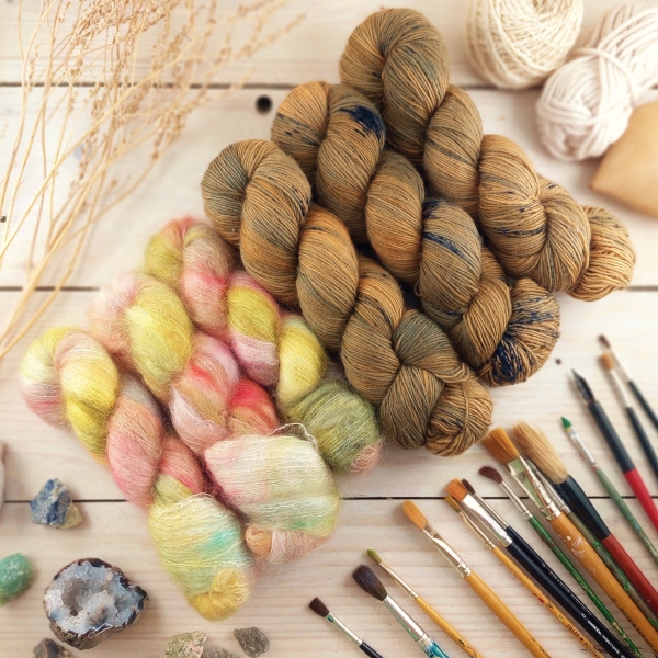RUSTI - knitting yarn set Woolento, hand dyed 