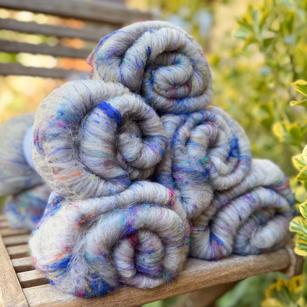 Art Batt No.28, wool & recy sari silk | Woolento - kopie