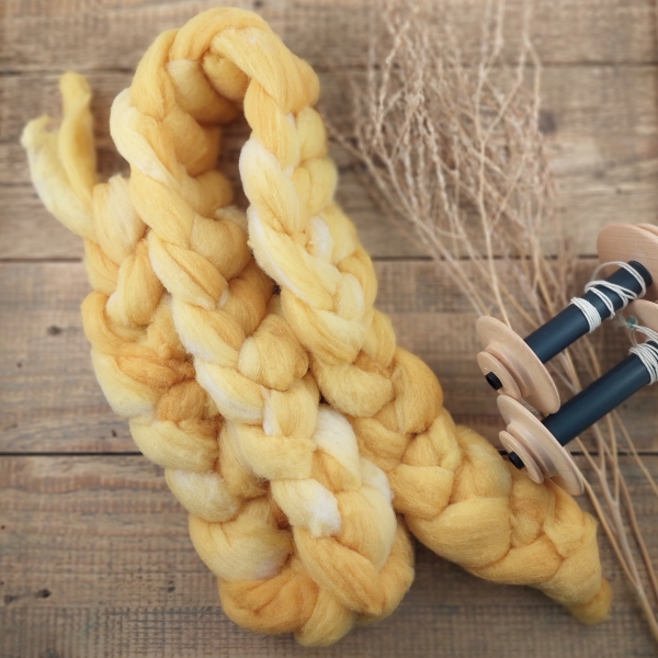 wool roving for hand spinning slovak merino handmade Woolento yellow